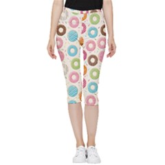 Donuts Love Inside Out Lightweight Velour Capri Leggings  by designsbymallika