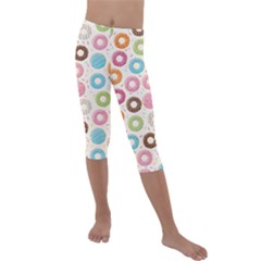 Donuts Love Kids  Lightweight Velour Capri Leggings  by designsbymallika