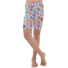 Donuts Love Kids  Lightweight Velour Cropped Yoga Leggings by designsbymallika