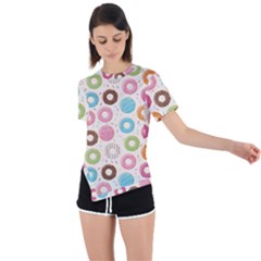 Donuts Love Asymmetrical Short Sleeve Sports Tee by designsbymallika