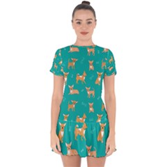 Cute Chihuahua Dogs Drop Hem Mini Chiffon Dress by SychEva