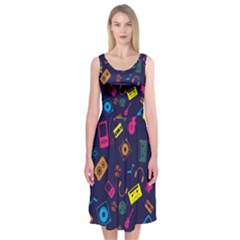 Seamless Musical Pattern Midi Sleeveless Dress by designsbymallika