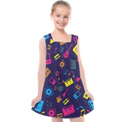 Seamless Musical Pattern Kids  Cross Back Dress by designsbymallika