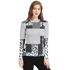 Black And White Pattern Women s Long Sleeve Rash Guard by designsbymallika