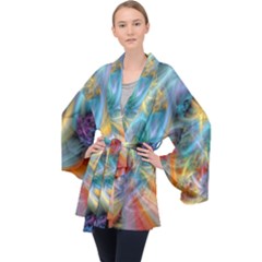 Colorful Thoughts Long Sleeve Velvet Kimono  by WolfepawFractals