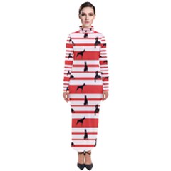 Doberman Dogs On Lines Turtleneck Maxi Dress by SychEva