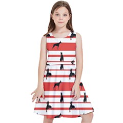 Doberman Dogs On Lines Kids  Skater Dress