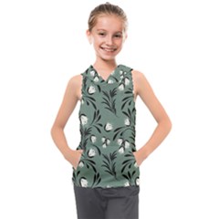 Folk Flowers Pattern Kids  Sleeveless Hoodie by Eskimos