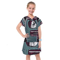 Colored Creepy Man Portrait Illustration Kids  Drop Waist Dress by dflcprintsclothing