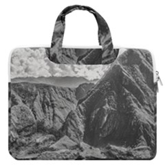 Machu Picchu Black And White Landscape Macbook Pro Double Pocket Laptop Bag (large) by dflcprintsclothing