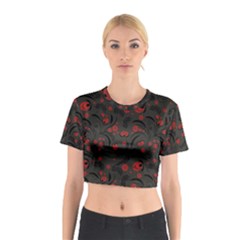 Folk Flowers Pattern Floral Surface Design Cotton Crop Top