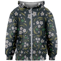 Folk Flowers Pattern Floral Surface Design Kids  Zipper Hoodie Without Drawstring by Eskimos