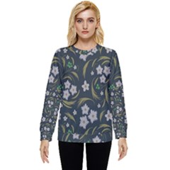 Folk Flowers Pattern Floral Surface Design Hidden Pocket Sweatshirt by Eskimos