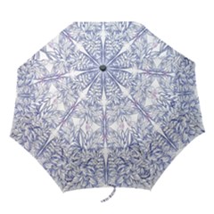 Blue Biro Patterns Folding Umbrellas by kaleidomarblingart