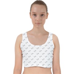 Stylized Bird Cartoon Drawing Pattern Velvet Racer Back Crop Top