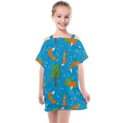 Red Fox In The Forest Kids  One Piece Chiffon Dress by SychEva