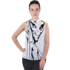 Paul Alien Mock Neck Chiffon Sleeveless Top by KenArtShop