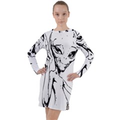 Paul Alien Long Sleeve Hoodie Dress by KenArtShop