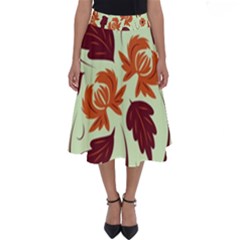 Folk Flowers Pattern Perfect Length Midi Skirt by Eskimos