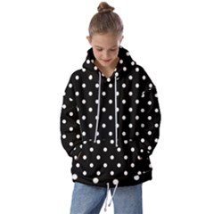 1950 Black White Dots Kids  Oversized Hoodie