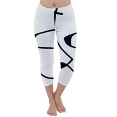 Black And White Abstract Linear Decorative Art Capri Winter Leggings  by dflcprintsclothing