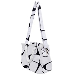 Black And White Abstract Linear Decorative Art Rope Handles Shoulder Strap Bag by dflcprintsclothing