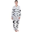 Black And White Abstract Linear Decorative Art Satin Long Sleeve Pajamas Set View1