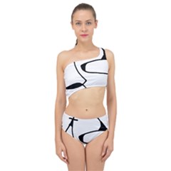 Black And White Abstract Linear Decorative Art Spliced Up Two Piece Swimsuit by dflcprintsclothing