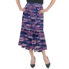 Abstract Purple Camo Midi Mermaid Skirt by AnkouArts