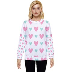 Pink Hearts One White Background Hidden Pocket Sweatshirt by AnkouArts