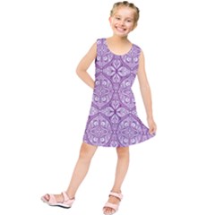 Purple Pattern Oval Kids  Tunic Dress by AnkouArts