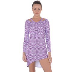 Purple Pattern Oval Asymmetric Cut-out Shift Dress by AnkouArts