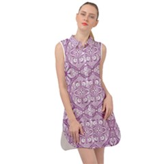 Purple Pattern Oval Sleeveless Shirt Dress by AnkouArts