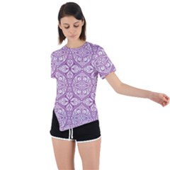 Purple Pattern Oval Asymmetrical Short Sleeve Sports Tee by AnkouArts