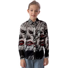 Creepy Head Sculpture Artwork Kids  Long Sleeve Shirt by dflcprintsclothing