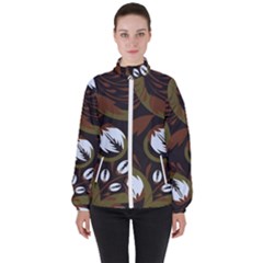 Folk Flowers Pattern Floral Surface Design Women s High Neck Windbreaker by Eskimos