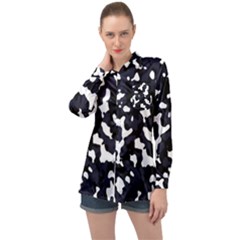 Camouflage Bleu Long Sleeve Satin Shirt