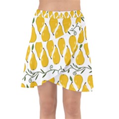 Juicy Yellow Pear Wrap Front Skirt by SychEva