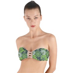 Green Floral Bohemian Vintage Twist Bandeau Bikini Top by BohoMe