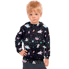 Funny Astronauts, Rockets And Rainbow Space Kids  Hooded Pullover by SychEva