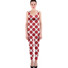 White W Red Dots One Piece Catsuit by SomethingForEveryone