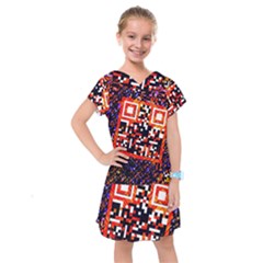 Root Humanity Bar And Qr Code In Flash Orange And Purple Kids  Drop Waist Dress by WetdryvacsLair