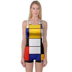 Composition A By Piet Mondrian One Piece Boyleg Swimsuit by maximumstreetcouture