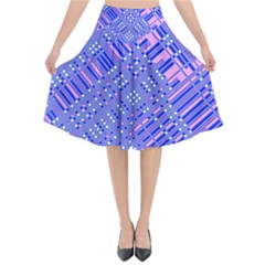 Root Humanity Barcode Purple Pink And Galuboi Flared Midi Skirt by WetdryvacsLair