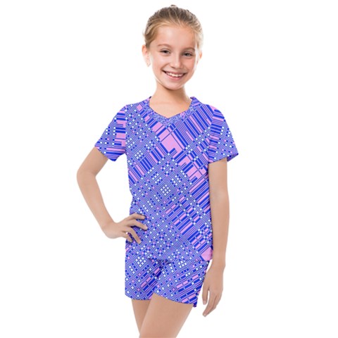 Root Humanity Barcode Purple Pink And Galuboi Kids  Mesh Tee And Shorts Set by WetdryvacsLair