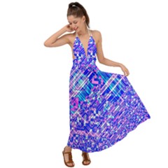 Root Humanity Bar And Qr Code Combo In Purple And Blue Backless Maxi Beach Dress by WetdryvacsLair