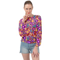 Flower Bomb1 Banded Bottom Chiffon Top by PatternFactory