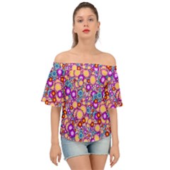 Flower Bomb1 Off Shoulder Short Sleeve Top by PatternFactory