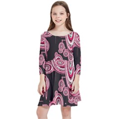 Concentric Circles C Kids  Quarter Sleeve Skater Dress by PatternFactory