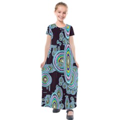 Concentric Circles A Kids  Short Sleeve Maxi Dress by PatternFactory